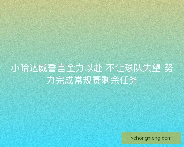 小哈达威誓言全力以赴 不让球队失望 努力完成常规赛剩余任务