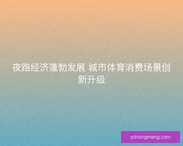 夜跑经济蓬勃发展 城市体育消费场景创新升级