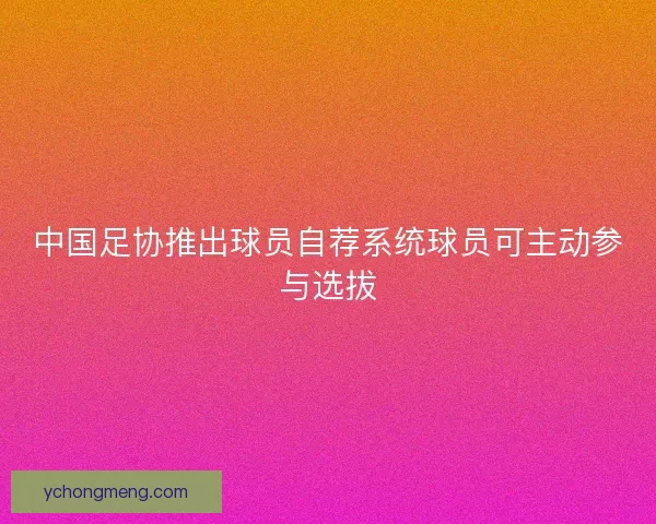 中国足协推出球员自荐系统球员可主动参与选拔